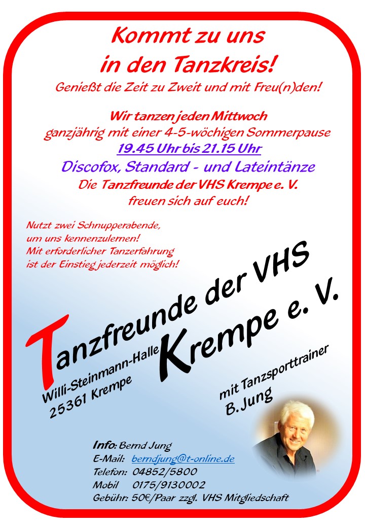 Krempe Werbung Änderung mit VHS Bernd eV